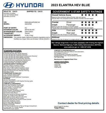 2023 Hyundai ELANTRA HEV Blue