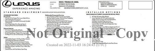 2023 Lexus ES 300h Base