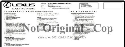 2022 Lexus RX 450h Base