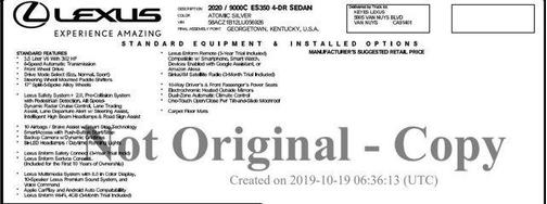 2020 Lexus ES 350 Base