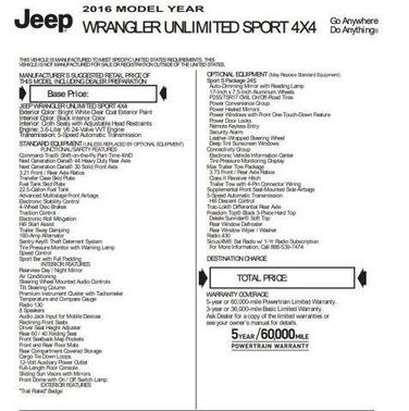 2016 Jeep Wrangler Unlimited Sport