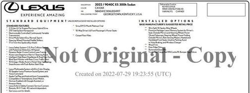 2022 Lexus ES 300h Base