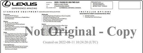 2022 Lexus RX 350 Base