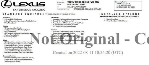 2022 Lexus RX 350 Base