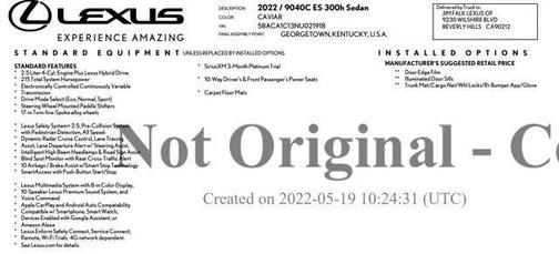 2022 Lexus ES 300h Base