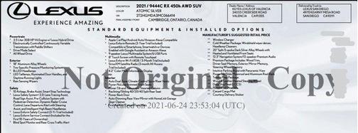 2021 Lexus RX 450h Base