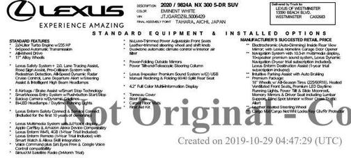 2020 Lexus NX 300 Base