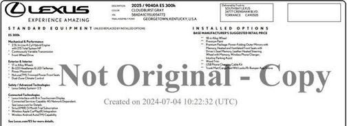 2025 Lexus ES 300h Base
