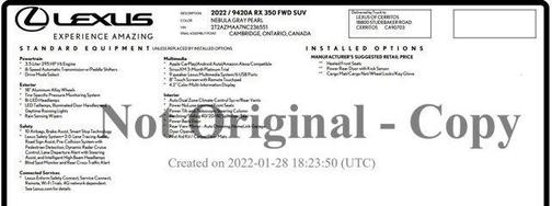 2022 Lexus RX 350 Base