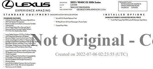2022 Lexus ES 300h Base