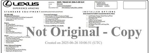 2025 Lexus NX 350h AWD