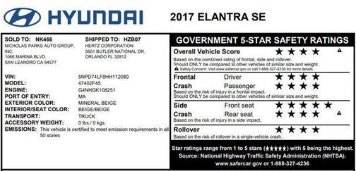 2017 Hyundai ELANTRA SE