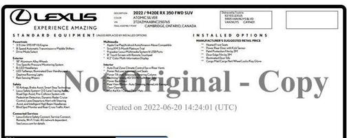 2022 Lexus RX 350 Base