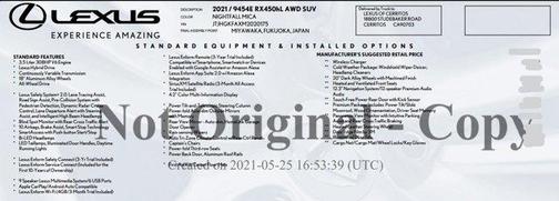 2021 Lexus RX 450h Base