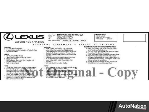 2020 Lexus RX 350 Base