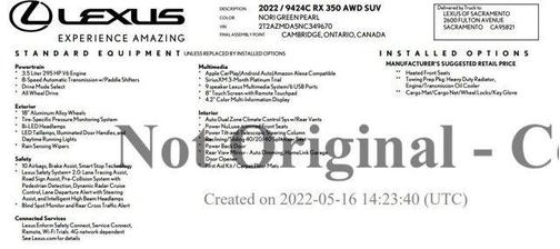 2022 Lexus RX 350 Base