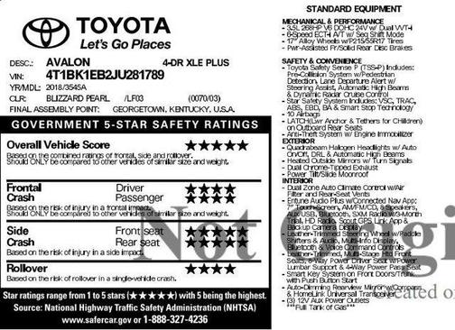 2018 Toyota Avalon XLE Plus