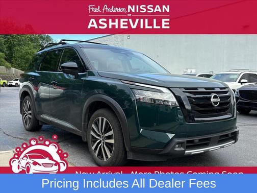 Obsidian Green Pearl/Super Black 2024 Nissan Pathfinder Platinum 4WD