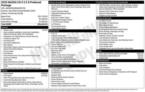 Soul Red Crystal Metallic 2025 Mazda CX-5 2.5 S Preferred Package