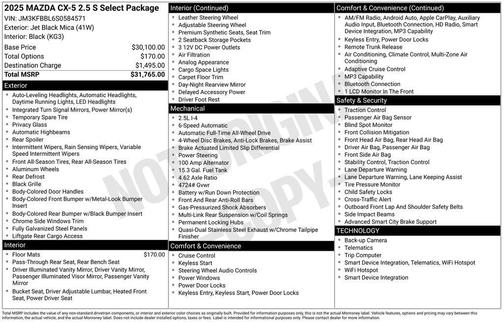 2025 Mazda CX-5 2.5 S Select Package