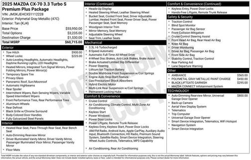 2025 Mazda CX-70 3.3 Turbo S Premium Plus