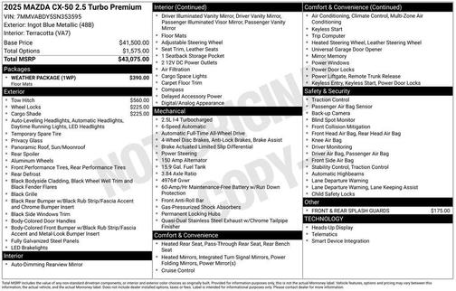 2025 Mazda CX-50 2.5 Turbo Premium Package