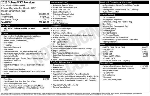 2023 Subaru WRX Premium