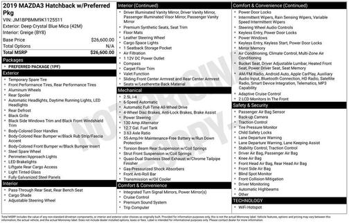 2019 Mazda Mazda3 AWD w/Preferred Package
