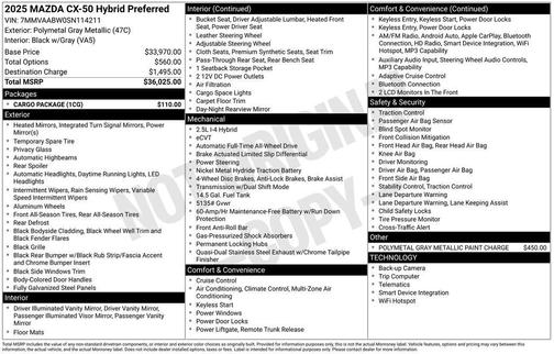 2025 Mazda CX-50 Hybrid Preferred Package
