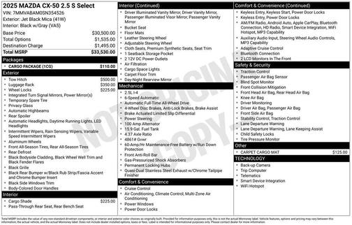 2025 Mazda CX-50 2.5 S Select Package