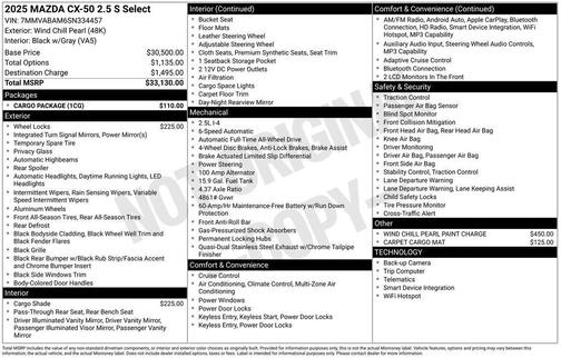 2025 Mazda CX-50 2.5 S Select Package