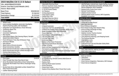 Soul Red Crystal Metallic 2023 Mazda CX-5 2.5 S Select Package