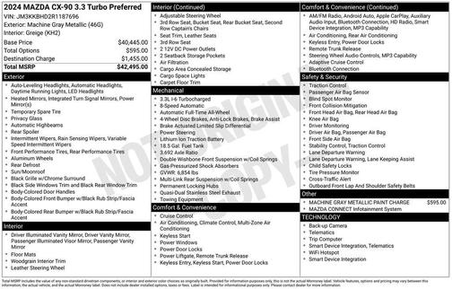 Machine Gray Metallic 2024 Mazda CX-90 3.3 Turbo Preferred