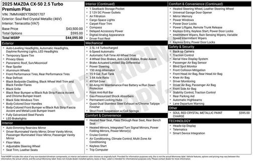 2025 Mazda CX-50 2.5 Turbo Premium Plus Package