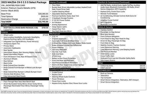 2025 Mazda CX-5 2.5 S Select Package