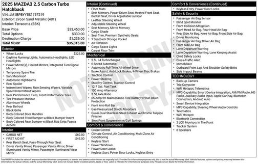 Zircon Sand Metallic 2025 Mazda Mazda3 2.5 Turbo AWD