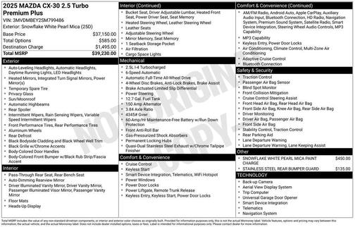 2025 Mazda CX-30 2.5 Turbo Premium Plus Package