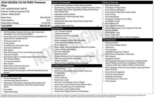 Platinum Quartz 2024 Mazda CX-90 PHEV Premium Plus