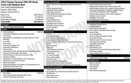 Black 2023 Toyota Tacoma TRD Sport