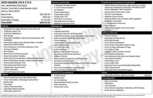Soul Red Crystal Metallic 2023 Mazda CX-5 2.5 S