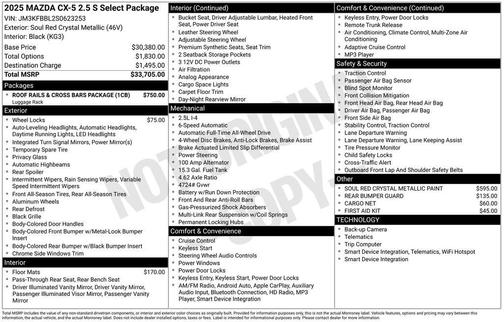2025 Mazda CX-5 2.5 S Select Package