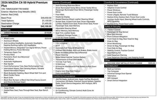 Machine Gray Metallic 2026 Mazda CX-50 Hybrid Premium Plus