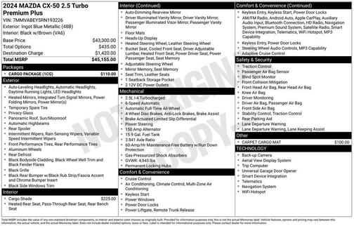Ingot Blue Metallic 2024 Mazda CX-50 2.5 Turbo Premium Plus Package