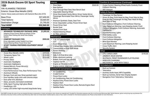 Ocean Blue Metallic 2026 Buick Encore GX Sport Touring