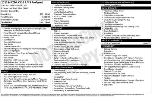 Jet Black Mica 2023 Mazda CX-5 2.5 S Preferred Package