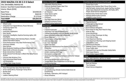 2022 Mazda CX-30 2.5 S Select Package