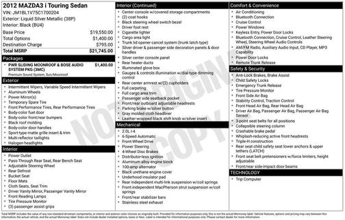 Liquid Silver Metallic 2012 Mazda Mazda3 i Touring