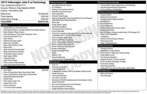 2015 Volkswagen Jetta Auto S w/Technology