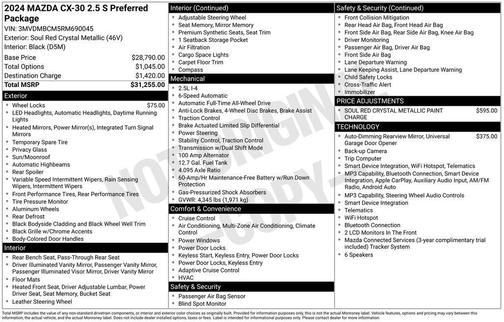 Soul Red Crystal Metallic 2024 Mazda CX-30 2.5 S Preferred Package