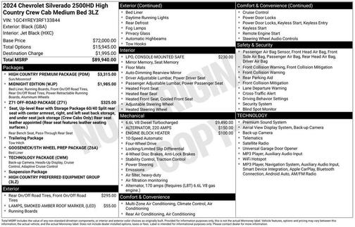 Black 2024 Chevrolet Silverado 2500 High Country